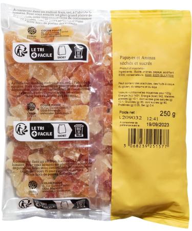 SUN - Mix Pineapple Papaya 250 g - Mix of Pineapple & Papaya Cubes - Exotic Aperitif Mix - Ideal for Snacking Aperitif - Fruits D - Buy Online on GoSupps.com