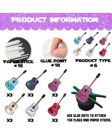 18pcs Glitter Dessert Cupcake Topper Cheer to Worldwide Popular Female Singer Guitar Theme Decor Pick for Fan Men Women Happy Birthday Party Decorations Supplies - Buy Online on GoSupps.com