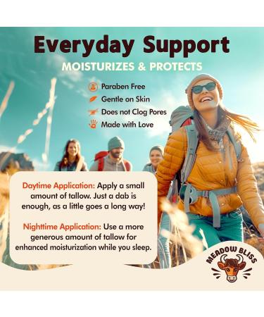 Meadow Bliss Beef Tallow for Skin - Moisturizer Cream - 100% Grass Fed - Whipped Beef Tallow - Manuka Honey - Organic Jojoba Oil, Shea Butter - Supports Eczema, Rosacea - USA - Fragrence Free - 4 oz - Buy Online on GoSupps.com