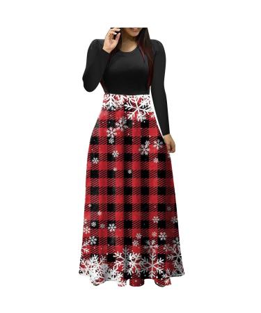 Christmas dress ladies sweater dress xmas long arm casual hooded sweater party dress women christmas long shirt tunic dress women autumn and winter new long -sleeved Christmas casual attractive red l