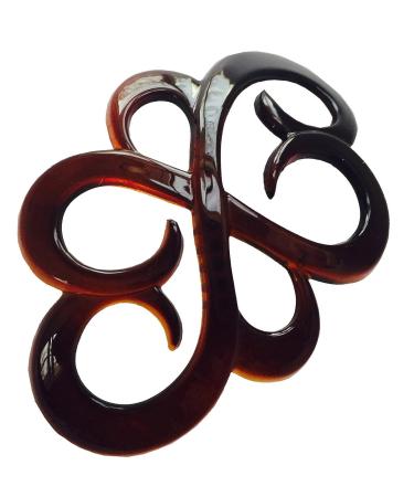 Parcelona French Wide Flower Tortoise Shell Brown Bun Holder Slider Clip with Stick - Buy Online on GoSupps.com