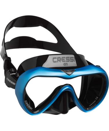 Cressi Anti-Fog Wide View Single Lens Scuba Diving and Freediving Mask: A1: Designed in Italy Black/Blue Clear Lens