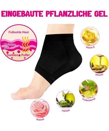 3 Pairs Moisturizing Gel Heel Socks - Soft Open Toe Socks for Dry Skin Care (Black) - International Shipping - Buy Online on GoSupps.com