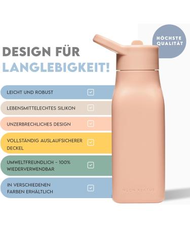 Neon Kactus Children's Silicone Water Bottle Leak-Proof Dishwasher-Safe BPA-Free & Plastic-Free Perfect for School Travel & Sports Rosa Flamingo - Buy Online on GoSupps.com