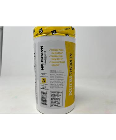 Nutrithority Mr.Fusion Pre Workout Supplement Grape Lime 40 Servings - Intense Focus & Pumps Nitric Oxide Booster No Crash - Powerful Energy Powder to Increase Strength & Gains - Buy Online on GoSupps.com