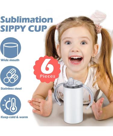 Vesici 12 oz Sublimation Blank Sippy Cups - 6 Piece Set for Kids | Insulated Stainless Steel Toddler Travel Mug with Handles - Buy Online on GoSupps.com