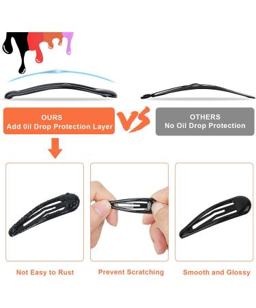 40Pcs Silicone Coated Snap Hair Clips Non-Slip Metal Hair Clip Barrettes Drop Oil Protection Hair Barrettes for Kids Teens Girls and Women(Black) - Buy Online on GoSupps.com
