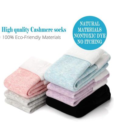 Extsud Women's Warm Coat Socks - 5 Pairs of Thermal Slide-Resistant Winter Ski Socks in Black Purple Blue Gray & Pink (Size 35-42) - Buy Online on GoSupps.com