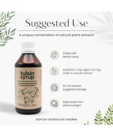 AKSHAR Ayurveda - Tulsin Syrup, Natural Cough Syrup with Licorice, Ginger, Turmeric, Basil, Malabar Nut - Respiratory Lung Health Supplements, Mucus Relief & Bronchial Wellness Syrup (1 Pack) - Buy Online on GoSupps.com