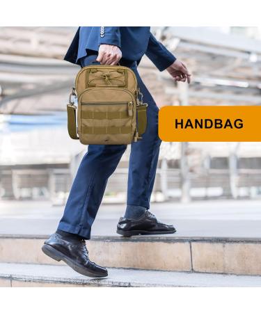 Huntvp Tactical Breast Pocket Military Shoulder Bag - Molle Crossbody Sling Backpack for Men - Adjustable Outdoor Gear for Hiking & Travel - Brown - Buy Online on GoSupps.com