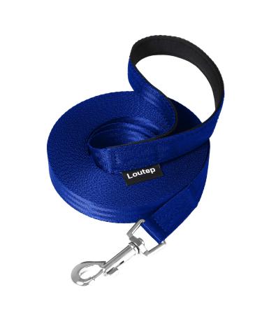 Loutep Training Lead for Dogs -30m (100ft) Red Durable Nylon Long Line Dog Lead with Padded Handle & Heavy - Duty Swivel Hook - Leash for Pet OBEDIENCE 25M Blue
