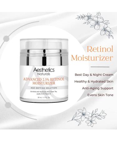 Retinol Cream - Anti-Aging Face & Neck Moisturizer with 2.5% Retinol Vitamin E Hyaluronic Acid & Organic Ingredients - Day & Night Anti-Wrinkle Cream 1.7oz - Buy Online on GoSupps.com