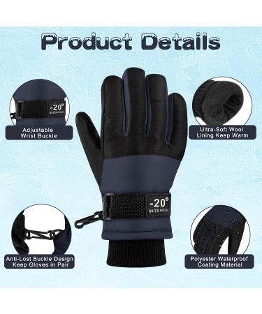 ONESING Kids Snow Gloves 2 Pair Set | Ages 3-12 | Boys Winter Ski Gloves | Warm, Windproof & Thick | Gray & Navy Blue (3-7 years) - Buy Online on GoSupps.com
