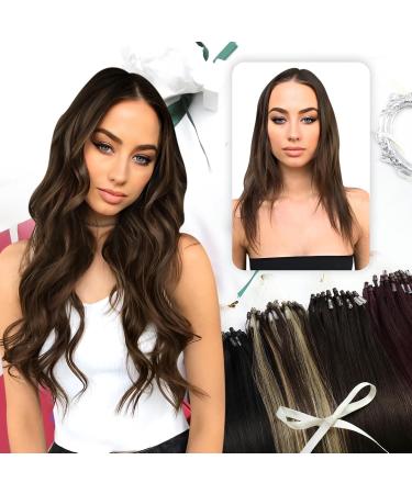 Moresoo Micro Loop Extensions - Real Hair 35 cm #2/6/2 Dark Brown Ombre Microring Extensions | 50g Remy Hair Cold Fusion Ideal for International Shipping - Buy Online on GoSupps.com