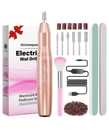 Guiseapue Professional Nail Drill Gifts for Women Electric Nail Files for Acrylic Gel Nails Adjustable Speed E File Pedicure Manicure Set Rose Gold