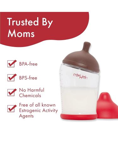 Mimijumi Get Going Anti-Colic Baby Bottle Set - 4 Oz and 8 Oz Darker Bottles for Newborns - Ideal for Baby Breastfeeding - Ages 0-12M - Buy Online on GoSupps.com