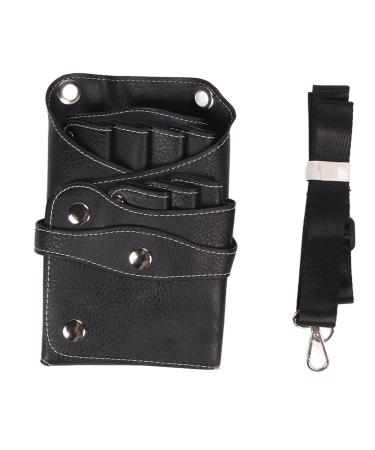 YAOGOHUA Hair Scissors Pouch Double Layer Waterproof PU Leather Hairdressing Tool Bag with Belt for Salon Barber Store