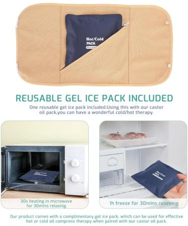  Ynnhik Castor Oil Compress Organic Cloth | Ideal for Sleep - Castor Oil Pack for the Liver - Adjustable Compress - Buy Online on GoSupps.com