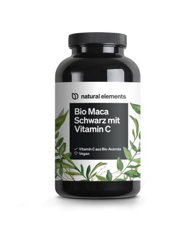 Organic Maca Black - 180 capsules - 3000mg per daily dose (corresponds to 12 000mg Maca root) - with natural vitamin C - without magnesium stearate - bio -certified high dose vegan laboratory test - Buy Online on GoSupps.com