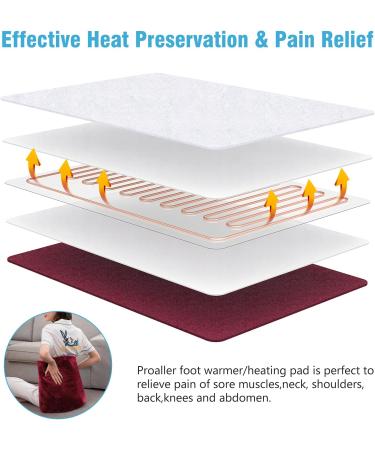 Electric Heated Foot Warmer | Soft Flannel | 2h Auto Off | 3 Temp Settings | Pain Relief | Full Body Use for Feet, Hands, Back | Pocket Design | 16 x 22 | Red - Buy Online on GoSupps.com