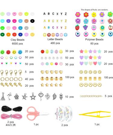 Dowsabel Clay Beads 7500 Pcs Friendship Bracelet Making Kit - 24 Colors Polymer Heishi Beads with Letter Beads for Girls Age 6-12 - Buy Online on GoSupps.com