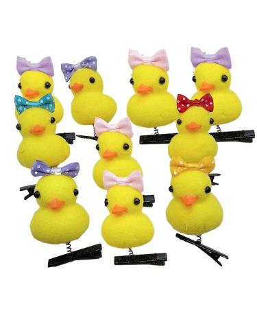 Yellow Duck Hairpin Set Duck Hair Clips Cute Duck Hairpins Cartoon Duck Hairpin Soft and Unique Yellow Duck Fun Hair Accessories Animal Hair Clips for Kids-10 Pieces Bow tie style