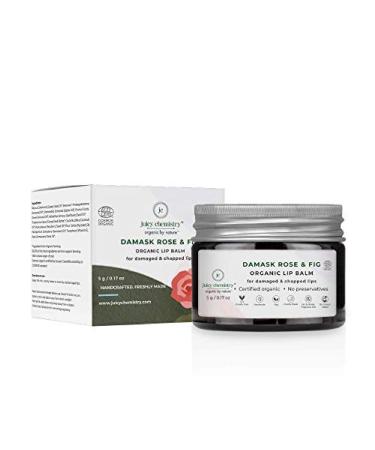 Juicy Chemistry - Organic 100% Natural Lip Balm for Women with Dry & Chapped Lips w/Damask Rose & Fig (5g)
