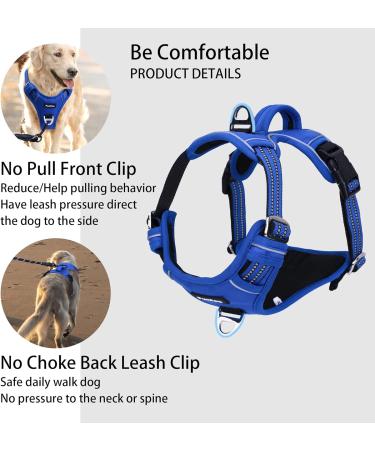 Funfox No Pull Dog Harness for Large Dogs - Adjustable Breathable Safe - Medium Dog Chest Harness & Tableware - Blue L - Buy Online on GoSupps.com