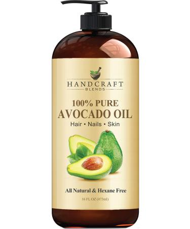 Handcraft Avocado Oil 16 fl. oz - 100% Pure and Natural - Hair Oil - Carrier Oil for Aromatherapy, Massage Oil, Body & Skin Moisturizer & Lubricant - Cold Pressed - Hexane Free 16 Fl Oz (Pack of 1)