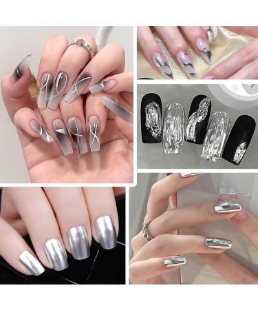 Erinde Silver Chrome Nail Polish with 3 Brushes Metallic Nail Varnish Nail Painting Kit Nail Art Polish DIY Nail Manicure Kit for Women Glossy Soak off UV/LED Mirror Effect High Shine White - Buy Online on GoSupps.com