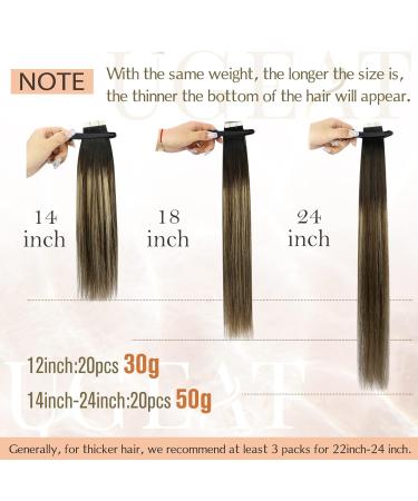 Ugeat Tape In Extensions - Black to Dark Brown & Honey Blond Balayage - Real Hair - 20 Pieces 45 cm 50g - #1B/4/27 - Buy Online on GoSupps.com