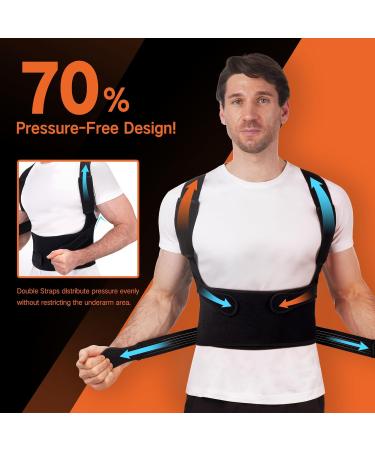 Adjustable Posture Corrector for Men & Women - Full Back Brace for Pain Relief - Scoliosis & Hunchback Support - Large Black - Buy Online on GoSupps.com