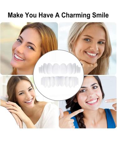 Brigtviee 2 Pairs False Teeth Veneers - Snap-On Smile Braces for Men & Women | White Teeth Prosthesis for Missing Teeth | Upper & Lower Teeth Simulation - Buy Online on GoSupps.com