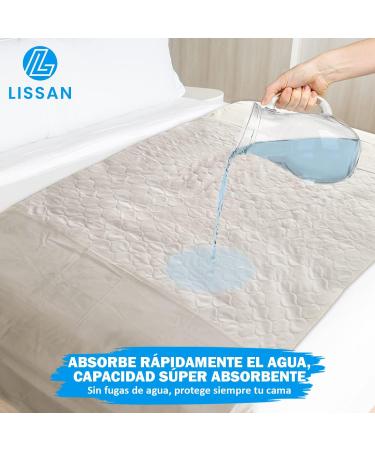 Lissan Adult Incontinence Bed Protectors - Washable 4-Layer 90x85 cm with Wings (Pack of 2) - Ultimate Bedding Protection - Buy Online on GoSupps.com