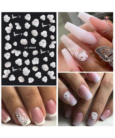 VOTACOS 5D Flower Nail Art Stickers | Self-Adhesive 3D Decor for Wedding & DIY Nail Designs | 6 Sheets of Embossed Nail Decals for Women - Buy Online on GoSupps.com