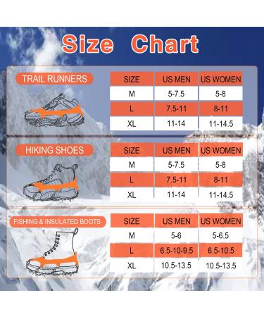 19-Spike Ice Cleats Snow Grips for Hiking Boots - Anti-Slip Stainless Steel Crampons for Men, Women, Boys, Girls - Ideal for Fishing, Walking, Climbing, Mountaineering - Orange (Large) - Buy Online on GoSupps.com