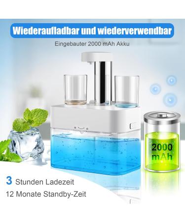Mundwater Donor 550ml - Automatic Waterproof Wall-Mounted Mouthwash Dispenser with 2 Magnetic Cups Self-Cleaning & 3 Adjustable Dosing Levels - Premium Bathroom Accessory - Buy Online on GoSupps.com