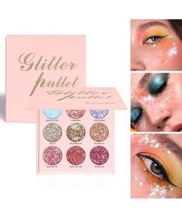 Glitter Eyeshadow Palette 9 Colors Pro Matte Shimmer Eye Shadow Palette Eye Shadow Powder Makeup Pallet Highly Pigmented Ultra Shimmer for Face Body - Buy Online on GoSupps.com