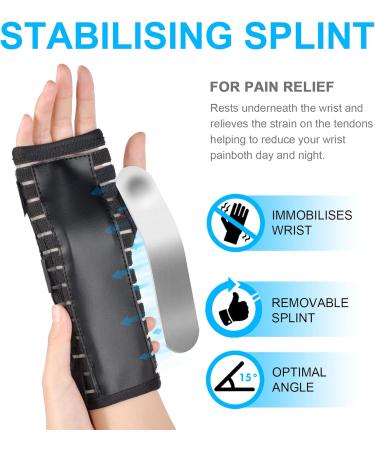 AOOWU Adjustable Carpal Tunnel Wrist Support Brace with Metal Splint - Breathable Relief for Pain, Sprains, Tendonitis (M Right) - Buy Online on GoSupps.com