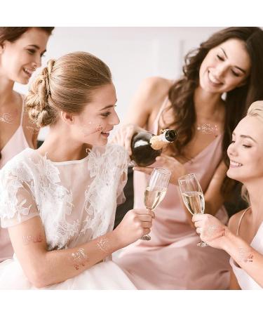 Howaf 4 Sheets Bachelorette Party Metallic Tattoos - Rose Gold Bride Tribe Temporary Tattoos for Bridesmaid Gift, Wedding, Bridal Shower & Bride To Be - Buy Online on GoSupps.com