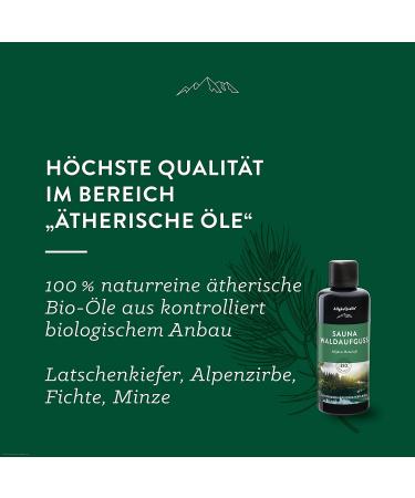 Allg uQuelle Sauna Infusion - 100% Organic Oils with Natural Spruce Mountain Pine & Stone Pine - Refreshing Mint - 100ml for a Luxurious Spa Experience - Buy Online on GoSupps.com