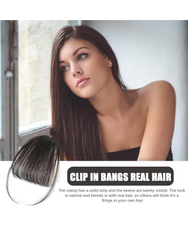 Bang Extensions Clip Human Hair French Bangs Clip on Hair Bangs Extensions - Natural Color Fringe Hairpieces Stylish Neat Bangs Hair Extension for Girls Women Natural black - Buy Online on GoSupps.com
