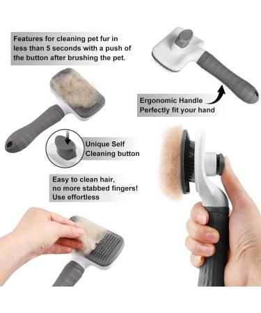 Pet Hair Remover Dog Hair Remover Cat Hair Remover Dog Brush Cat Brush Pet Brush Hair Remover Pet Brush for Long and Short Hair Clean Pet Hair from the Brush with One Button (Grey) - Buy Online on GoSupps.com