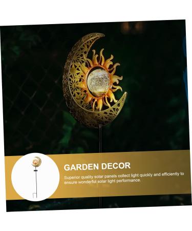 Solar Ground Plug Light Outdoor Garden Lights LED Yard Light Outdoor Decor Metal Sun Walkway Stakes Outdoor Landscape Light Moon Sun Lamp Patio Decor Moon Sun Garden Lawn Lamp LED (Golden) - Buy Online on GoSupps.com