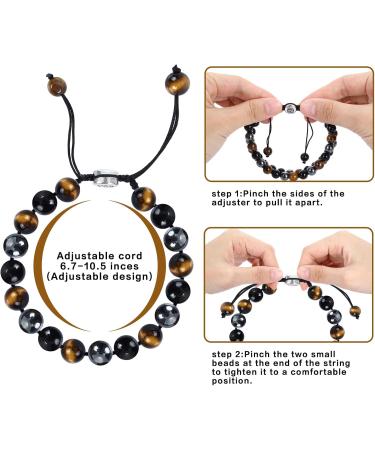 Buy 2 Pieces Tiger Eye & Obsidian Stone Bracelets | Lava Stone Essential Oil Diffuser Bracelets International Shipping - Buy Online on GoSupps.com