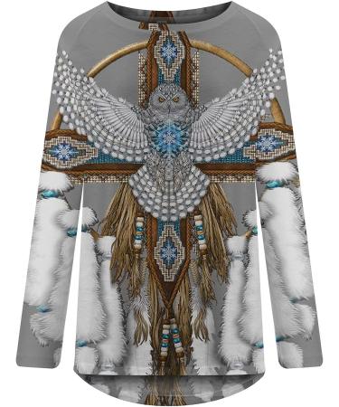 Women's Gray Aztec Graphic Tunic Top - XX-Large | Casual Western Cowgirl Style - Buy Online on GoSupps.com