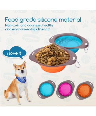 Nobleza 3-Piece Foldable Dog Bowl Set | Silicone Portable Travel Bowls with Carabiners | Leak-Proof Pet Bowls for Dogs & Cats - Perfect for Water & Food - Buy Online on GoSupps.com