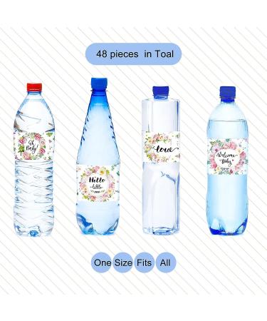 Chinco 48-Piece Waterproof Baby Shower Bottle Labels - Pink Floral Unisex Sticker Decorations for Baby Birthday Party - 4 Styles - Buy Online on GoSupps.com