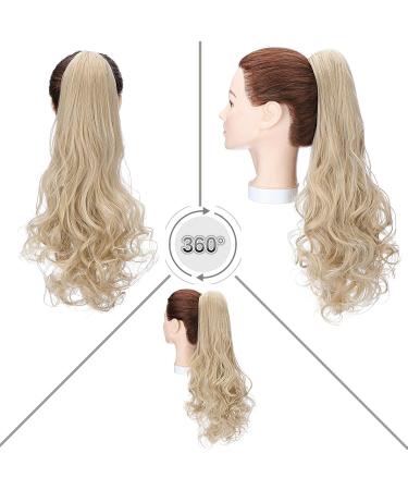 45cm Heat Resistant Ponytail Extension - Ash Blond Mix & Bleach Blonde - Smooth & Wavy Styles - Clamp Hair Braid for Effortless Style - Buy Online on GoSupps.com