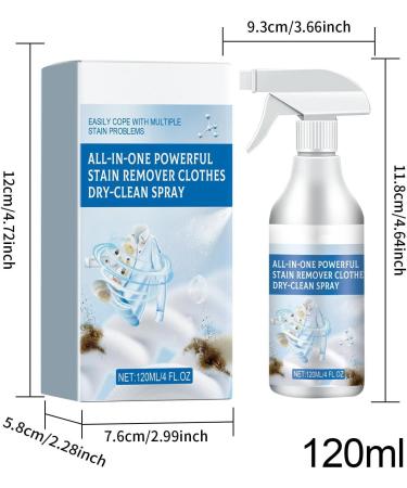 Stain Remover Cleaning Spray No-Wash All in 1 Powerful Stain Remover Clothes Dry Spray - 120ml Clothes Dry Cleaning Spray to Clean Stubborn Dirt Stains Yellow Mold Spots Sweat Stains - Buy Online on GoSupps.com